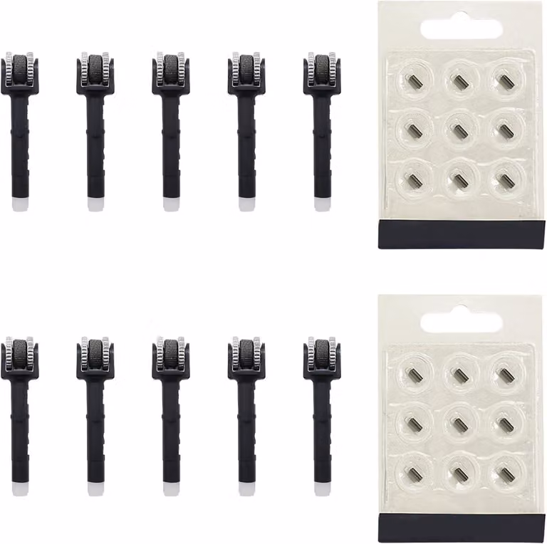18 pezzi di pietra focaia di ricambio, dimensioni 3,5 x 1 cm; 10 set di ruote di ricambio per accendini Clipper, accessori per accendini, pietra focaia, sistema pietra focaia, colore nero