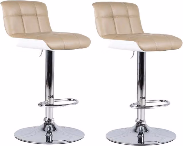 Set 2 Sgabelli Bar 36x38,5xH83/98 cm in Similpelle Kurt Tortora