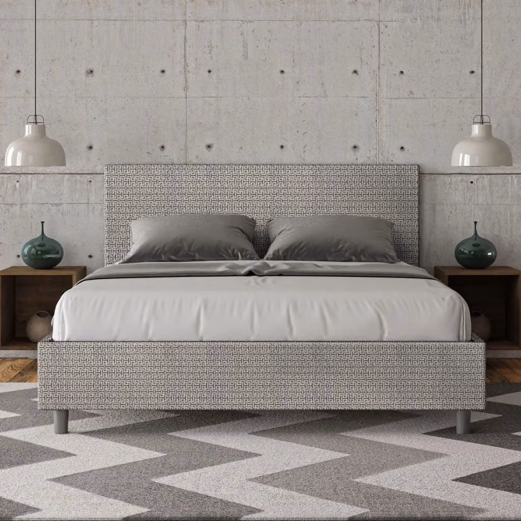 Letto Matrimoniale Adele con Contenitore e Rete con Alzata Imbottito in Tessuto Grigio L/P/H: 160 x 190 x 106 cm – 2