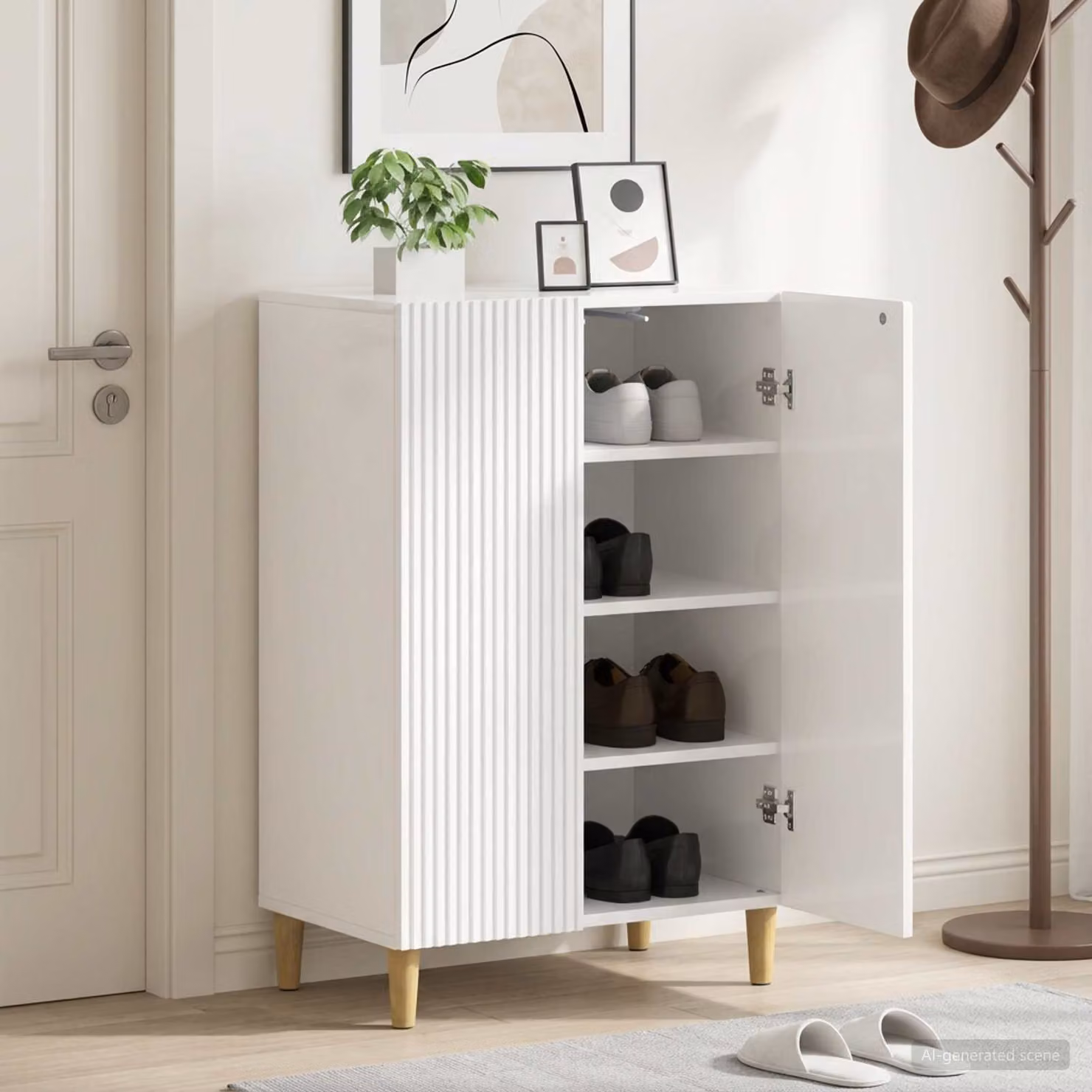 Mobile porta scarpe vidaXL ARNHEM Bianco Lucido L: 59,5 cm, P: 39,5 cm, H: 90 cm