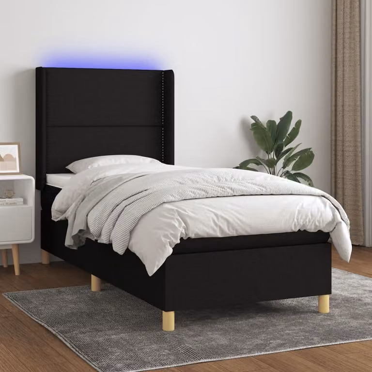 Maison Exclusive - Letto a Molle con Materasso e LED Nero 90x200 cm in Tessuto