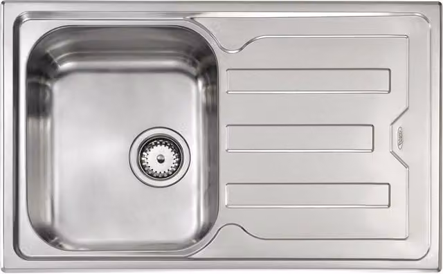 Lavello in acciaio inox CRISTAL con una vasca a sinistra e gocciolatoio, colore argento, L: 79 cm, P: 50 cm