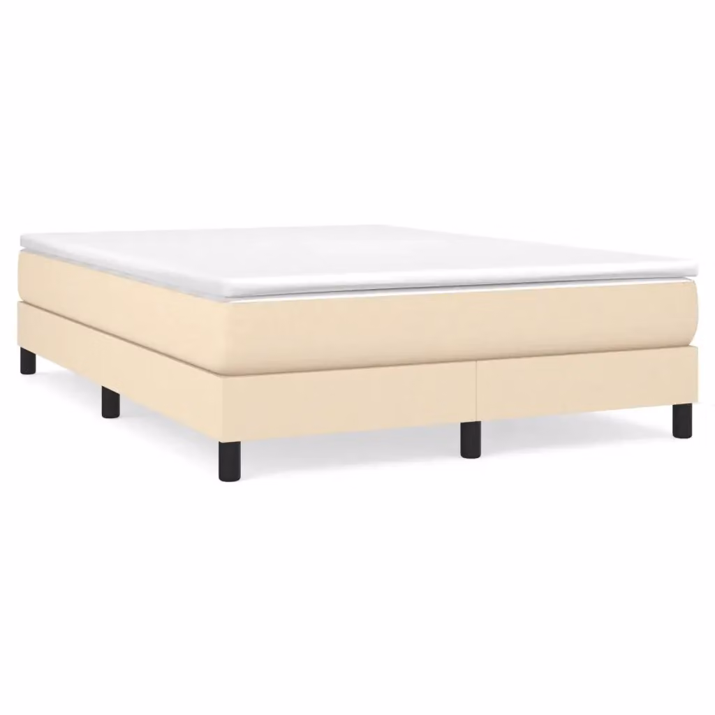 Letto Ibrido con Giroletto a Molle e Materasso vidaXL in Tessuto Beige e Bianco L/P: 160 x 200 cm – 2