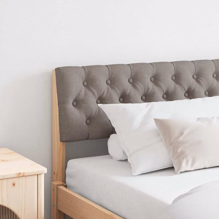 Testiera imbottita Talpa vidaXL in pino massello, disponibile in beige o grigio, larghezza: 180 cm