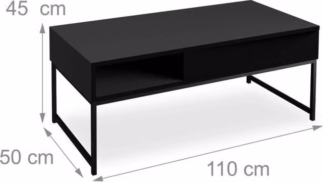 Tavolino da salotto pieghevole moderno con piano sollevabile 60 x 110 x 77,5 cm in truciolato bianco 13_0015741