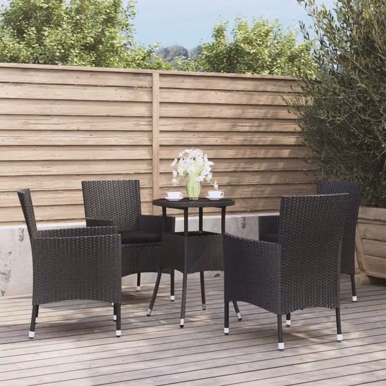 Maison Exclusive - Set da giardino bistrot 5 pezzi con cuscini in polyrattan nero