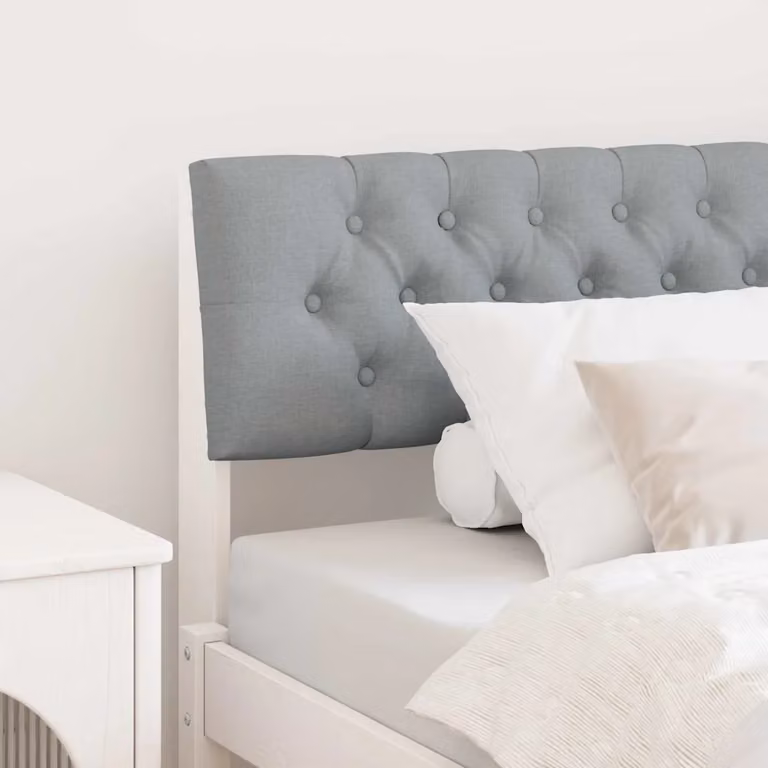 Testiera imbottita vidaXL in pino massello Grigio chiaro, Larghezza: 100 cm