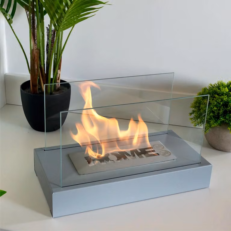 BIOKAMIN caminetto a bioetanolo a libera installazione 36 x 22 x 18 cm HOME | compatto e moderno per la decorazione di un soggiorno elegante | casa, giardino (grigio)