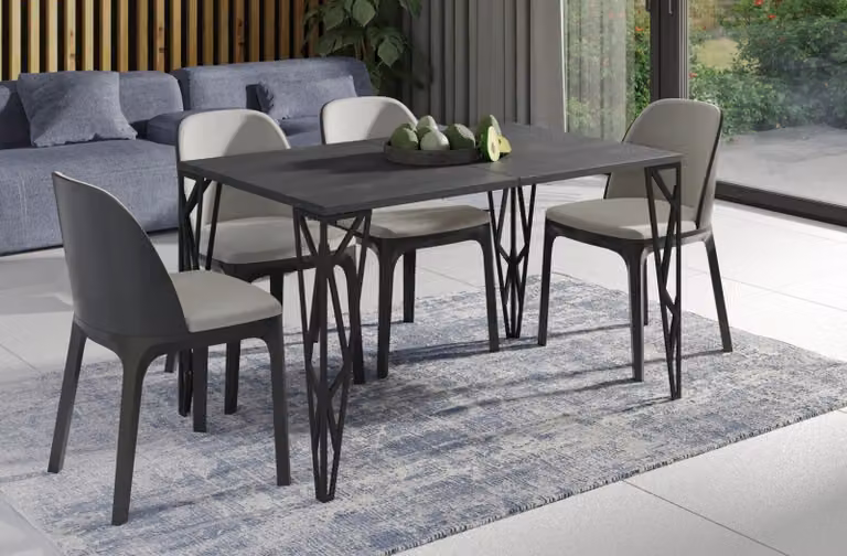 Endo-Möbel tavolo da pranzo Rulo 130cm - 210cm tavolo da cucina design allungabile struttura in metallo (cemento scuro)