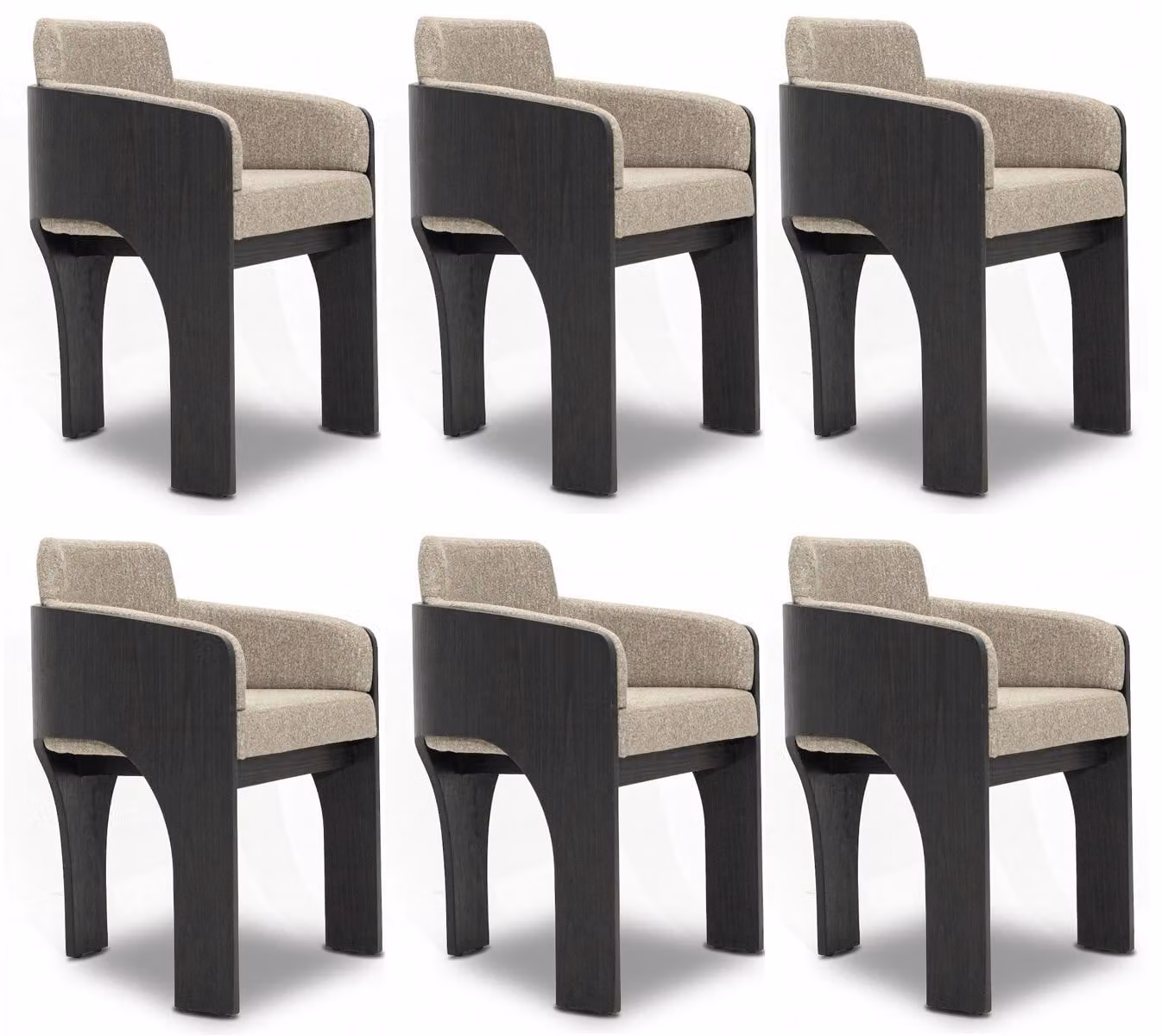 Gruppo di sedie, colore beige, legno, design distintivo, confortevoli, eleganti, di alta qualità