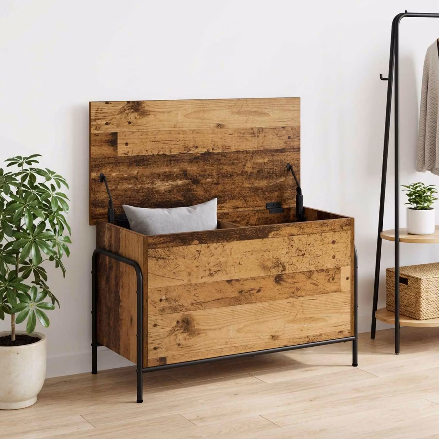 Scatola di stoccaggio vidaXL in legno marrone, stile moderno, L 80 cm x P 40 cm x H 49,5 cm