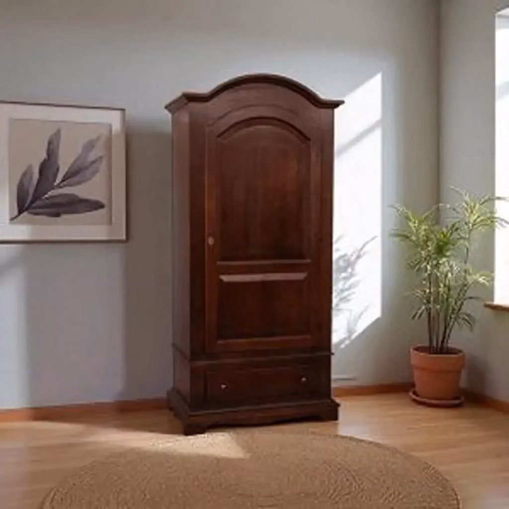Armadio in legno massiccio KIVIO stile rustico noce con ante a battente e ripiani interni L: 96 cm, P: 56 cm, H: 196 cm – 2