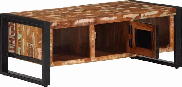 Tavolino Salotto Multicolore 90x50x36cm Legno Massello Recupero