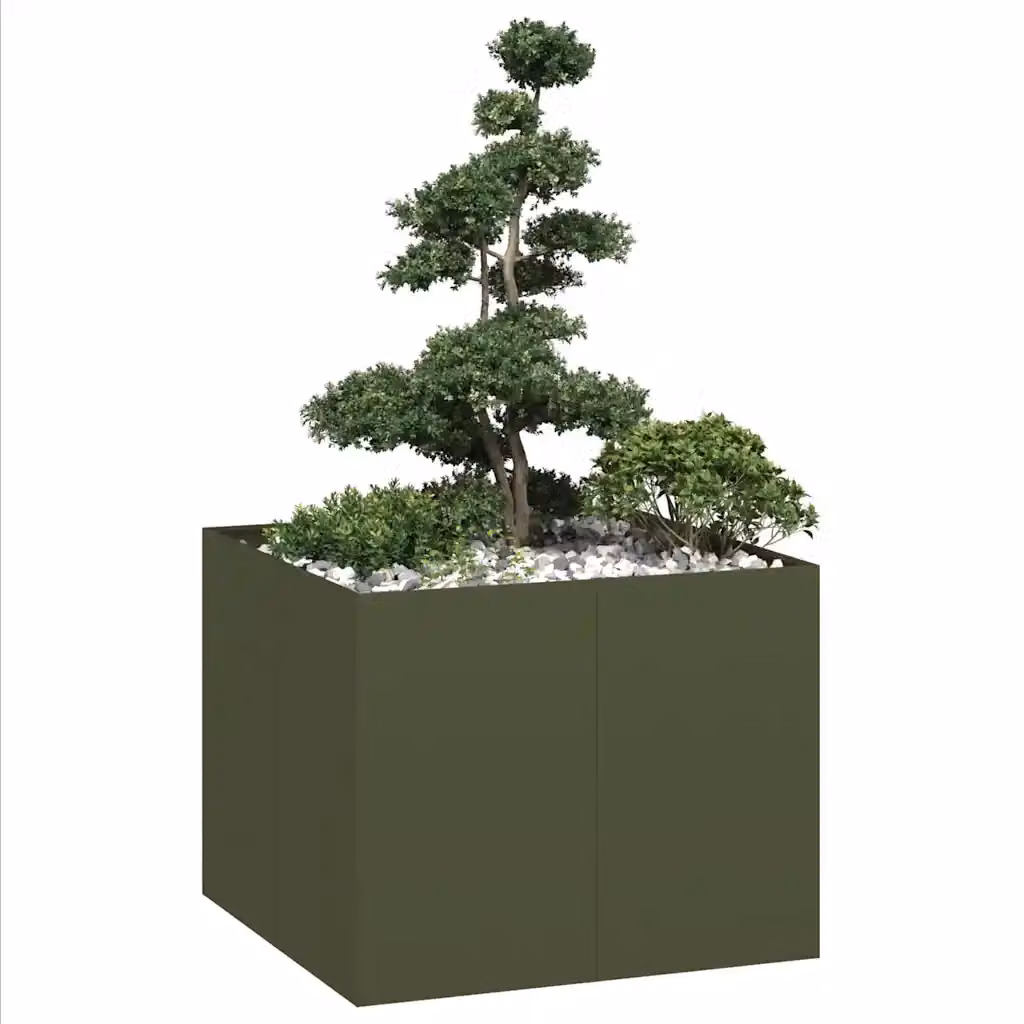 Fioriera verde vidaXL in acciaio per orto e giardino L: 100 cm, P: 100 cm, H: 80 cm – 1