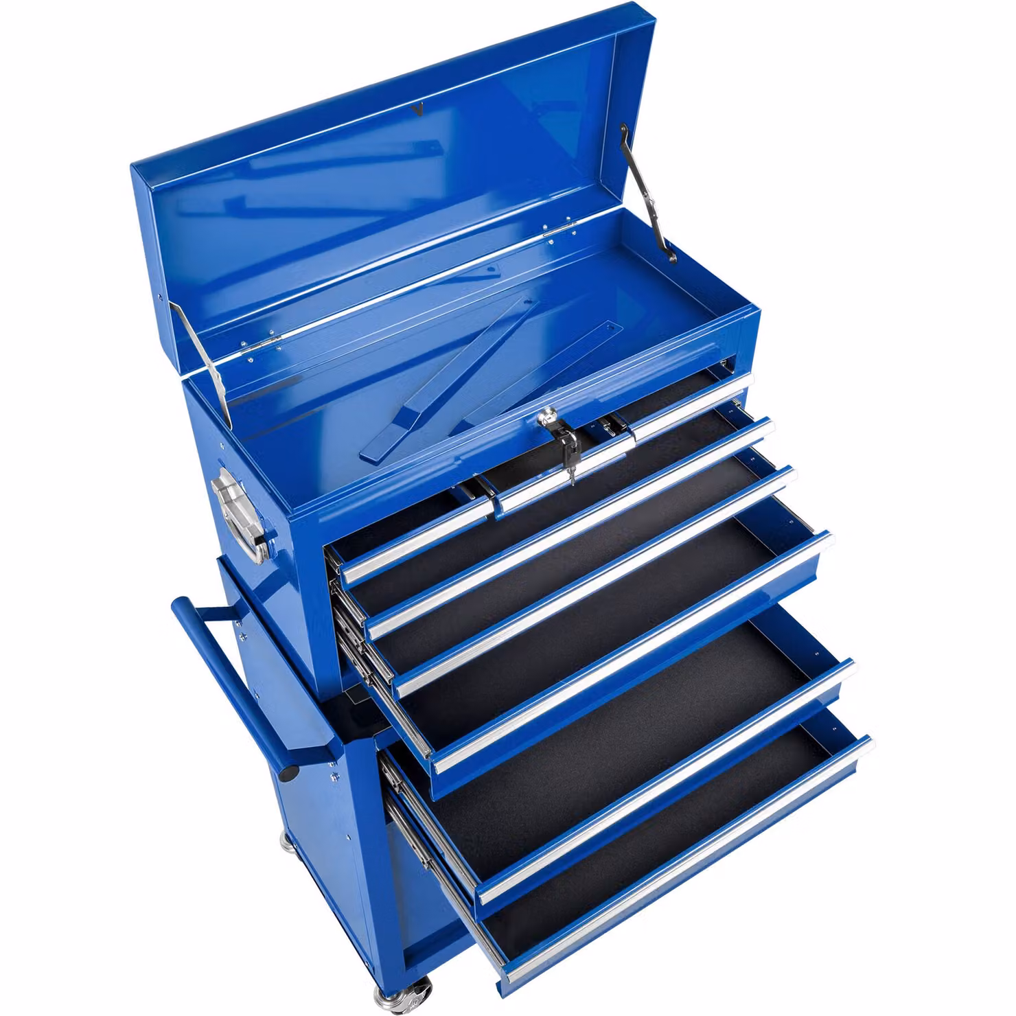 Carrello portautensili tectake in acciaio e plastica con ruote, blu, L: 82 cm, P: 44 cm, H: 90 cm – 4