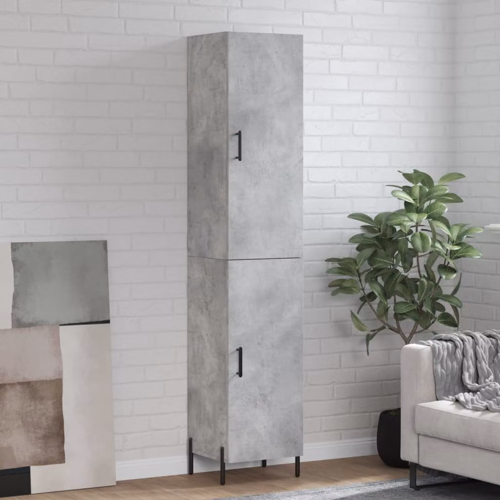 Credenza moderna vidaXL in legno e metallo grigio, L/P/H: 34,5 x 34 x 180 cm