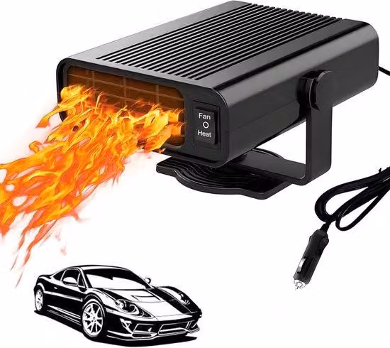 Riscaldatore automatico per parabrezza - 120 W – 12 V – Rotante – Riscaldatore e sbrinatore per parabrezza – Cabina in ABS – Riscaldatore compatto per auto