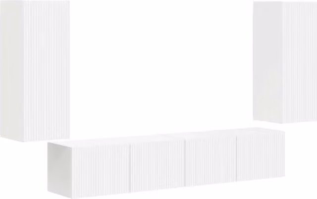 Set di Mobiletto da TV a Parete 4 pz | Armadietto TV | Mobile Porta TV Bianco Legno multistrato