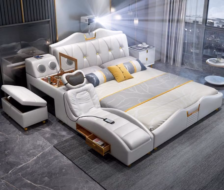 Multifunktions Bett Luxus Design Betten Doppel Regal 180x200cm