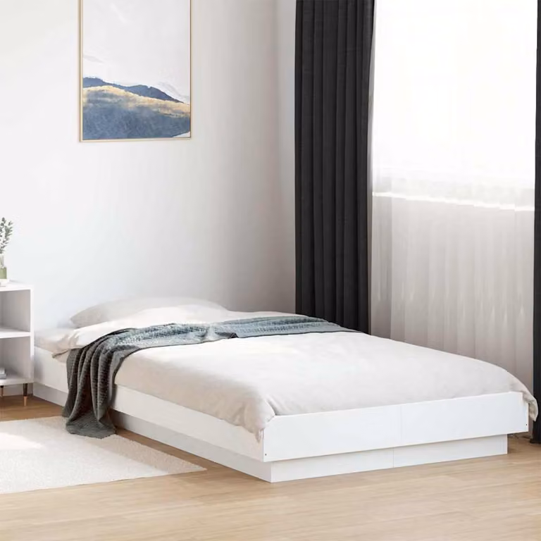 Giroletto vidaXL Bianco con Luci LED e Porte USB in Legno, L/P: 100 x 200 cm