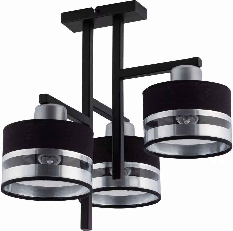 Lampada da soffitto tripla decorativa di design, moderna, nera e argento, Pro 3xE27 15W Sigma Lighting