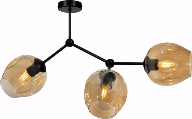 Light-Home Prage illuminazione da soffitto lampade da soffitto - lampada da soffitto industriale per soggiorno camera da letto e sala da pranzo - luce a sospensione in vetro con metallo a 3 lampadine - incolore