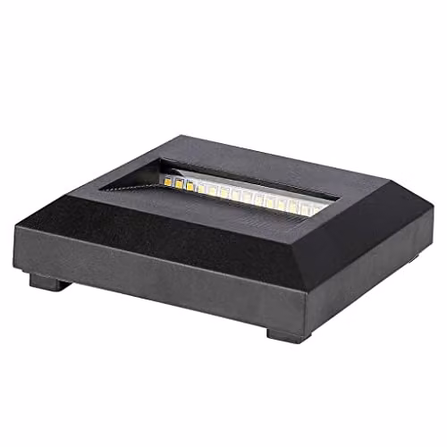 Faretto LED Segnapasso Quadrato Montaggio a Plafone 2W Colore Nero 4000K IP65