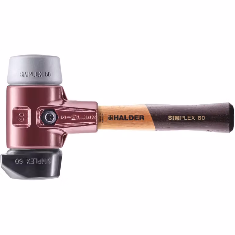 Mazza SIMPLEX soft-face, composizione in gomma, con base / TPE-mid; con alloggiamento in ghisa malleabile e manico in legno extra corto di alta qualità | D=60 mm / design del manico=extra corto | 3023.262