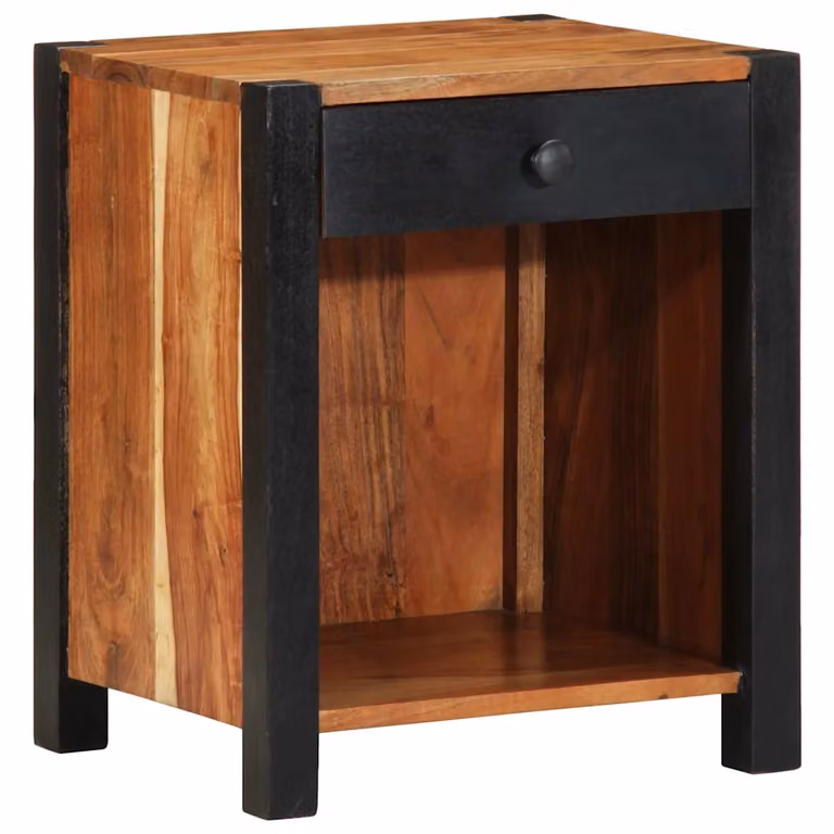 Armadio da notte vidaXL in legno di acacia color marrone rustico L 40 cm x P 35 cm x H 50 cm