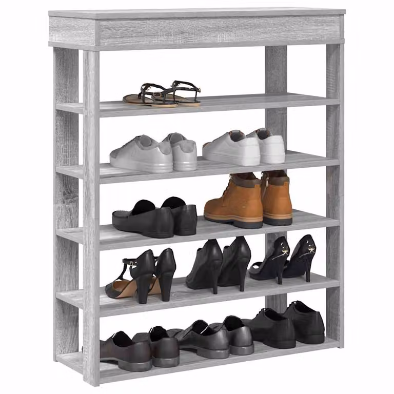Scarpiera moderna vidaXL in legno e MDF grigio con ripiani interni, L 80 cm x P 30 cm x H 98 cm