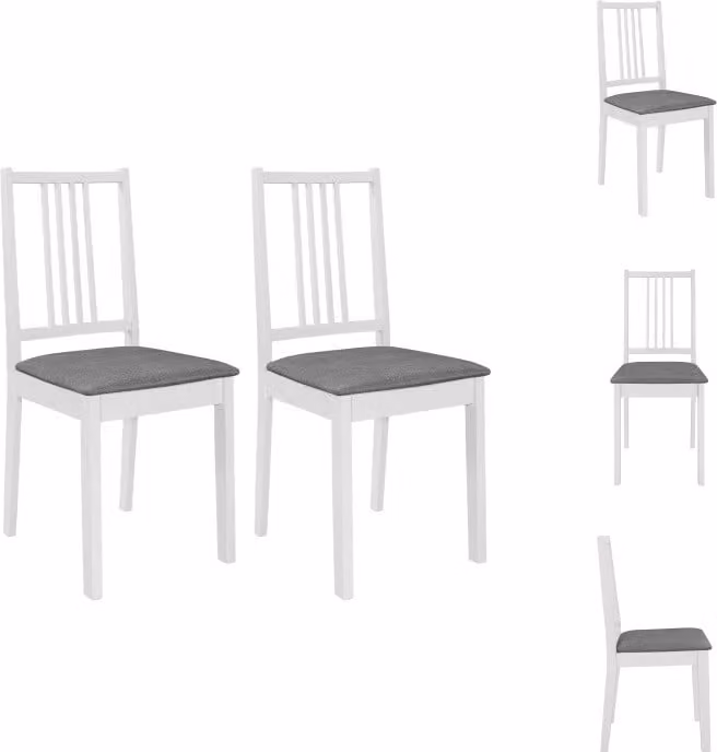 vidaXL Sedie da pranzo con imbottitura 2 pz. Legno massiccio bianco - Sedie da pranzo