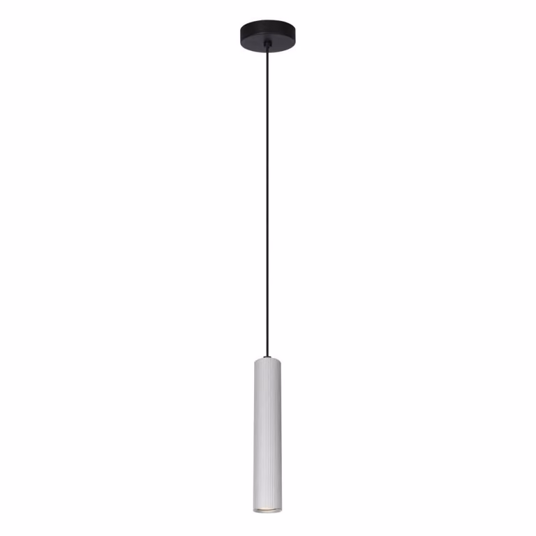 Lampada a sospensione moderna per soggiorno cucina sopra isola grigio alluminio tubo tondo a righe 1xGU10 10W RILOK Italux
