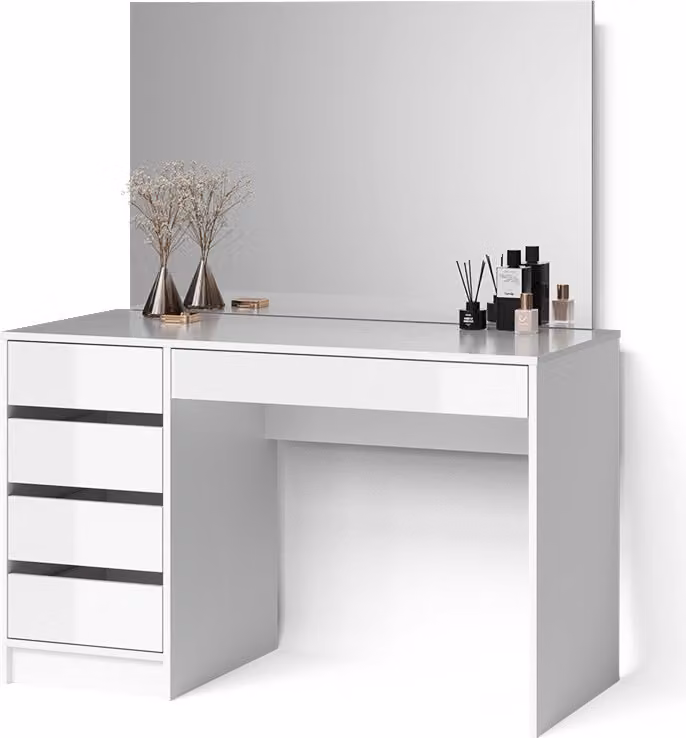 Tavolo da toeletta Livinity Imola Bianco 120 cm con specchio, Model 52321