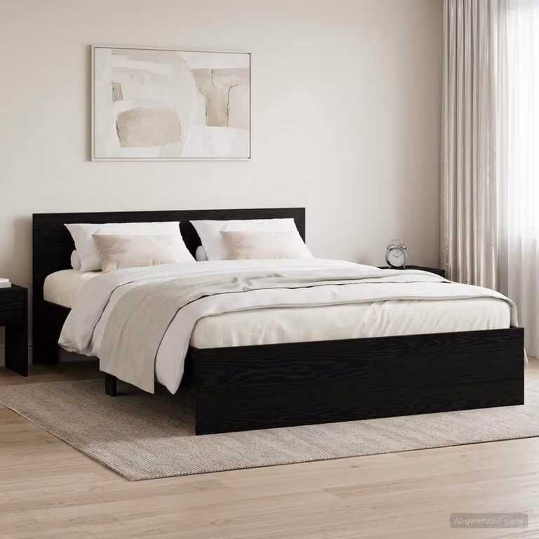 Struttura letto con testata vidaXL in legno nero moderno L: 160 cm, P: 200 cm, H: 103 cm