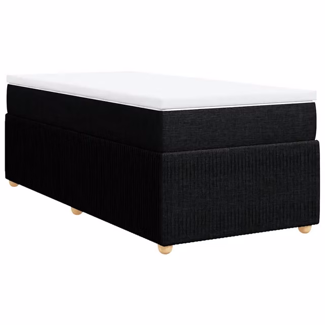 Letto singolo | Letto per adulti | Giroletto a Molle con Materasso Nero 90x200 cm in Tessuto