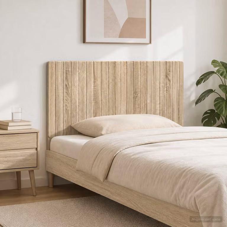 Testiera da muro vidaXL ZWOLLE in legno ingegnerizzato Rovere Sonoma con mensola integrata, L: 120 cm, H: 50 cm, P: 10,6 cm