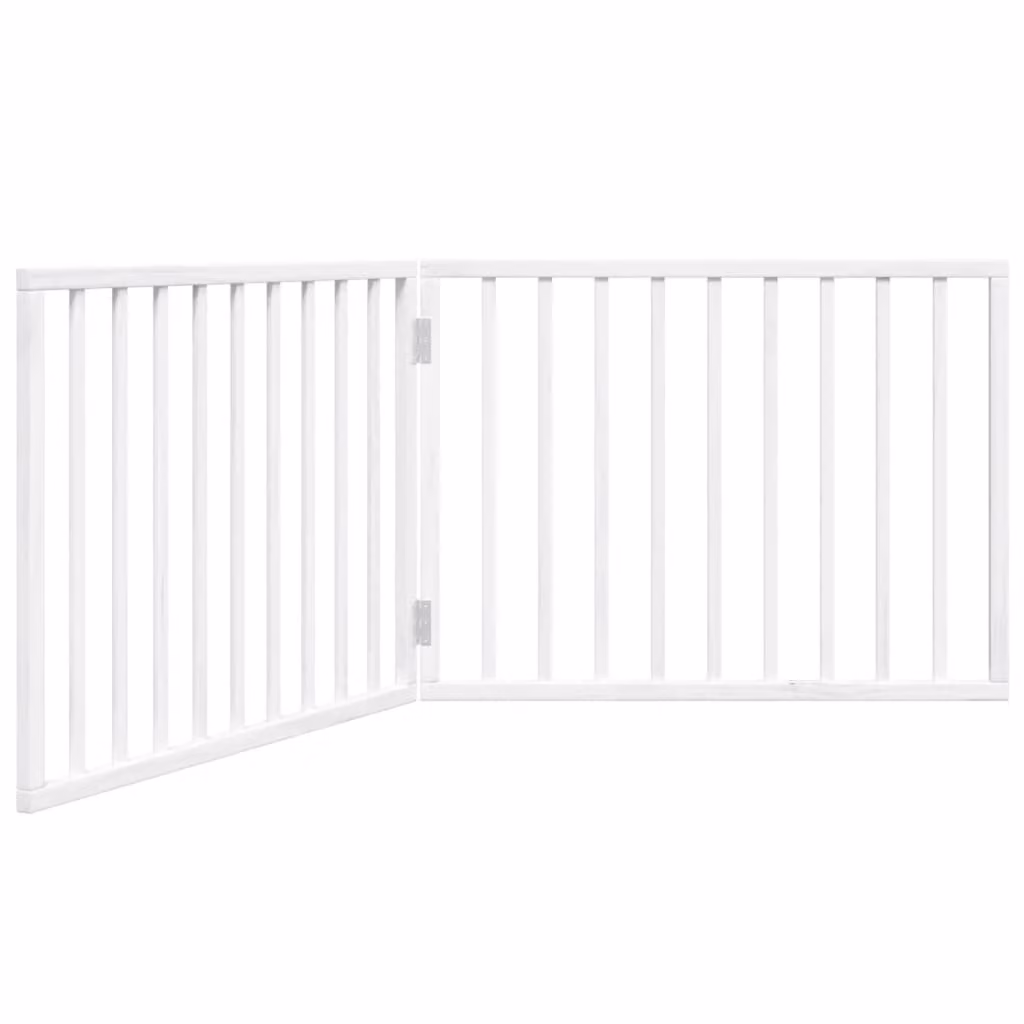 Cancelletto per cani pieghevole 2 pannelli bianco 160 cm in legno di pioppo