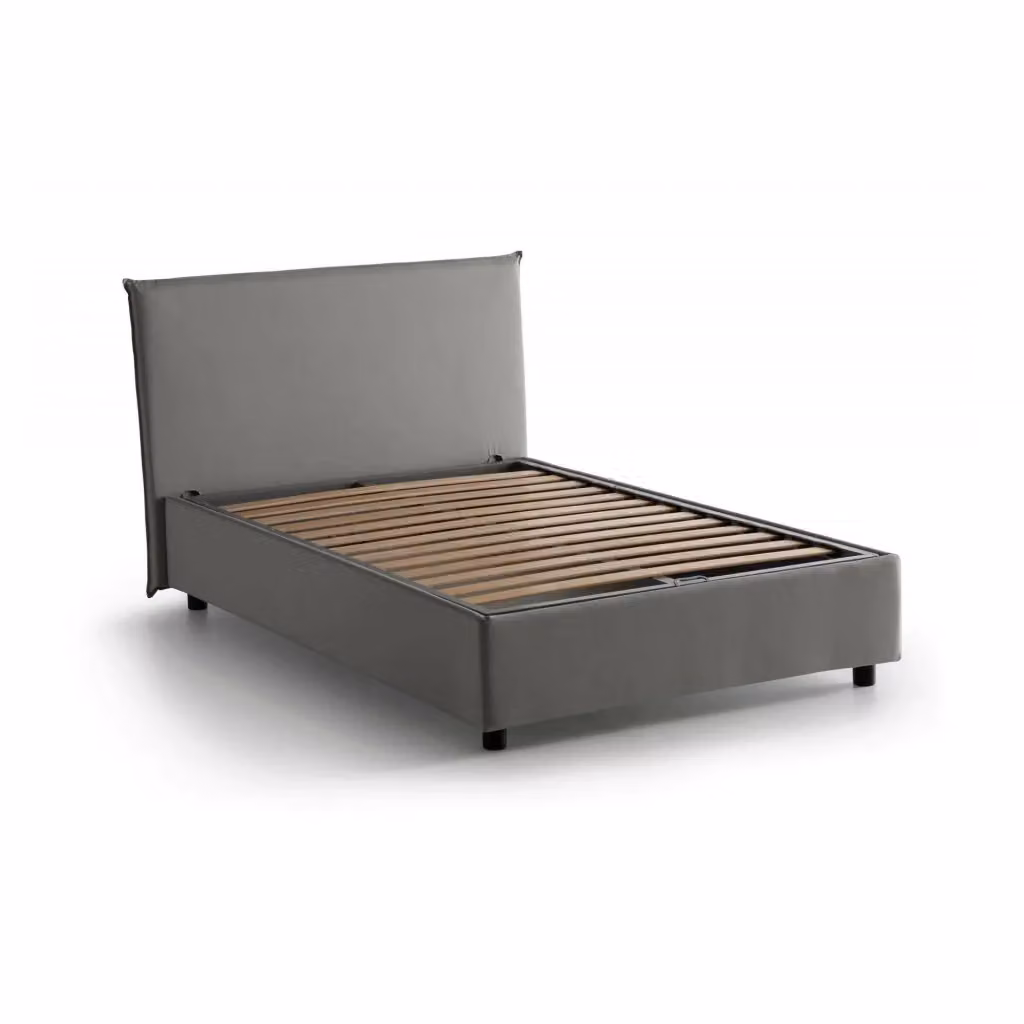 Letto Anyta Talamo Italia Piazza e Mezza con Base Contenitore, Grigio, L 120 x P 200 cm – 2