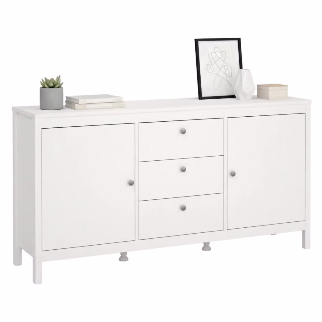 Credenza Whitney DMORA, Buffet e Madia da Soggiorno o Cucina, Bianco Opaco, L: 151 cm, P: 38 cm, H: 80 cm – 2