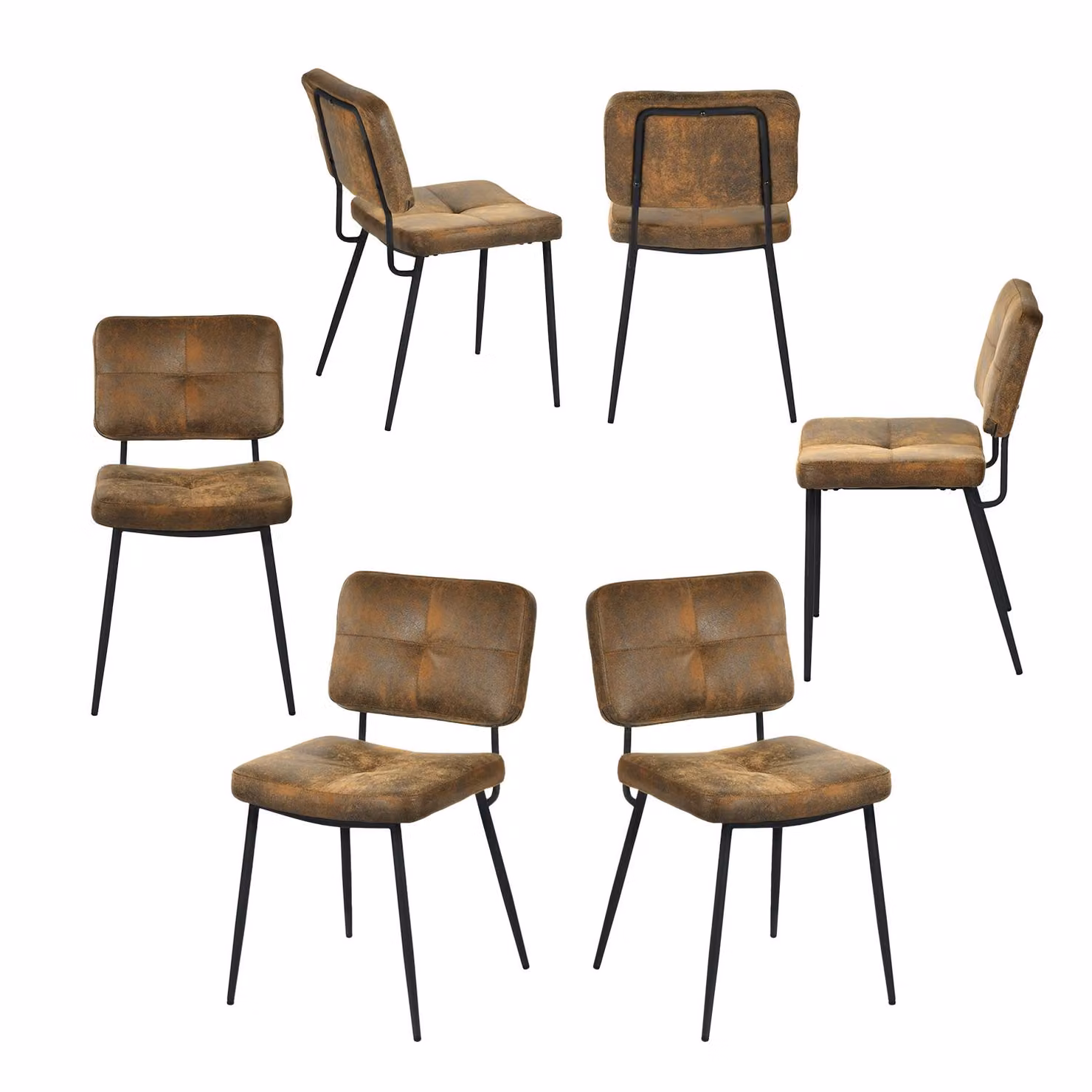 Meubles Cosy Set da 6 sedie da pranzo in stile industriale in ecopelle – KAROMI
