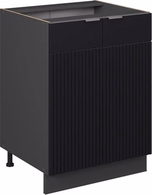 Mobiletto base cucina Vicco Fame-Line Nero rigato e Antracite con ante a battente, L: 60 cm – 1