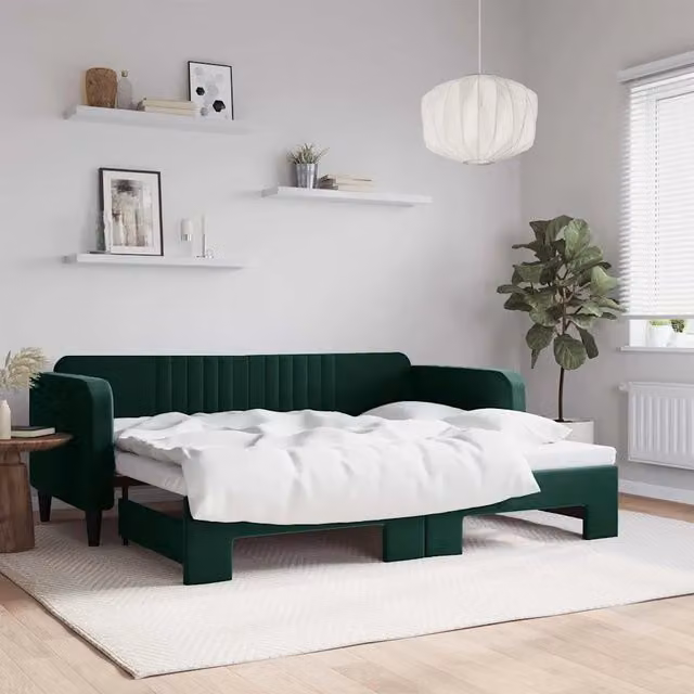 Divano Letto Moderno vidaXL in Velluto Verde per Soggiorno e Camera da Letto