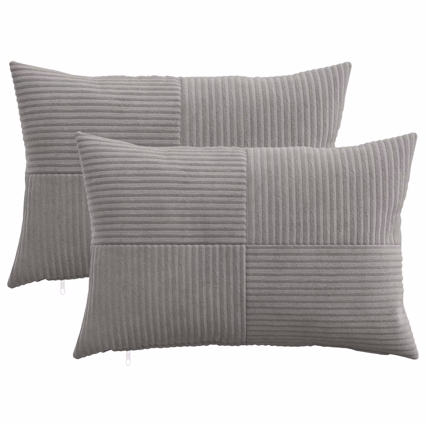 Set di 2 federe vidaXL ALMELO in velluto a coste grigio chiaro, L 40 cm x P 60 cm
