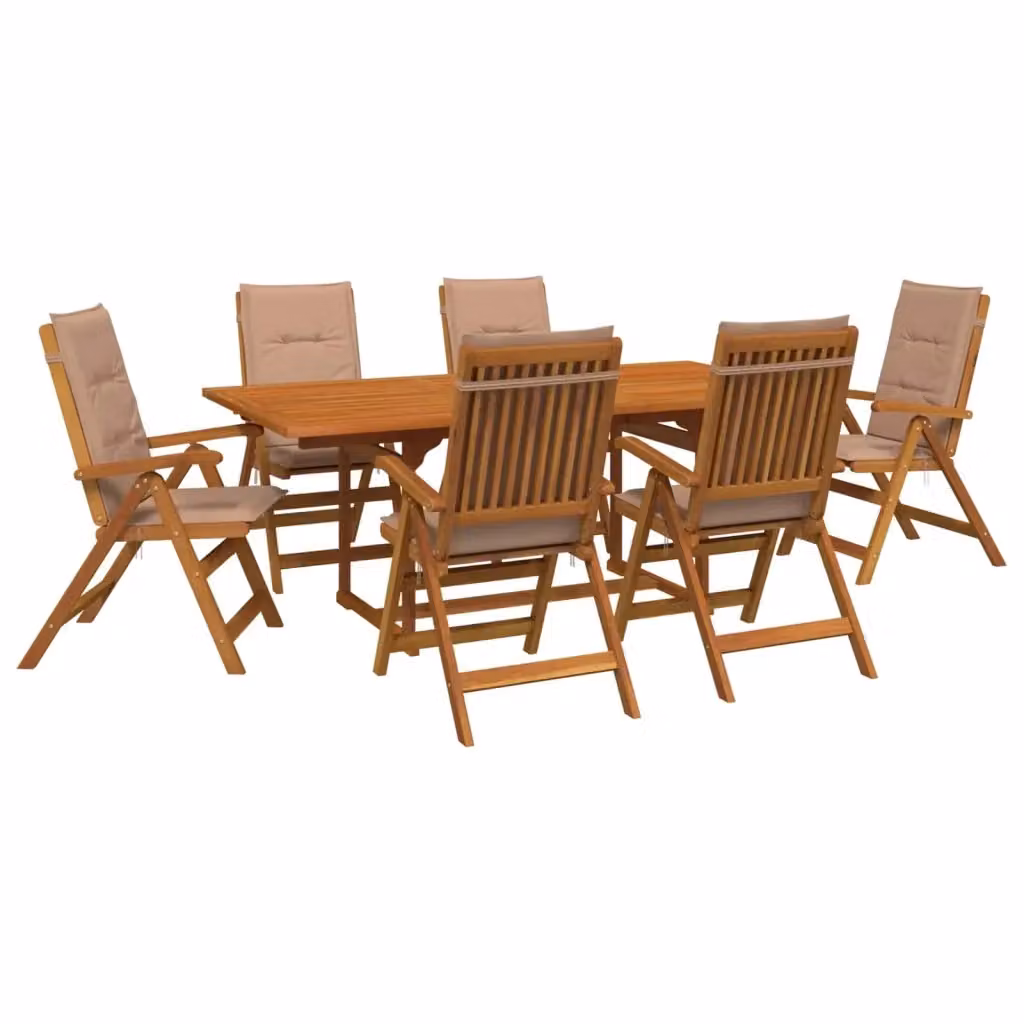 Set da pranzo da giardino vidaXL in legno di acacia naturale, 7 pezzi, marrone e beige – 2