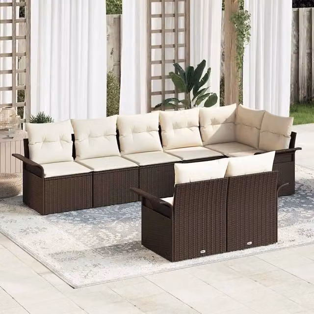 Set Divano da Giardino 8 pz Marrone polyrattan 3354077