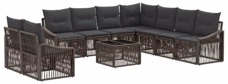 Set Divano da Giardino 10 pcs Grigio polyrattan