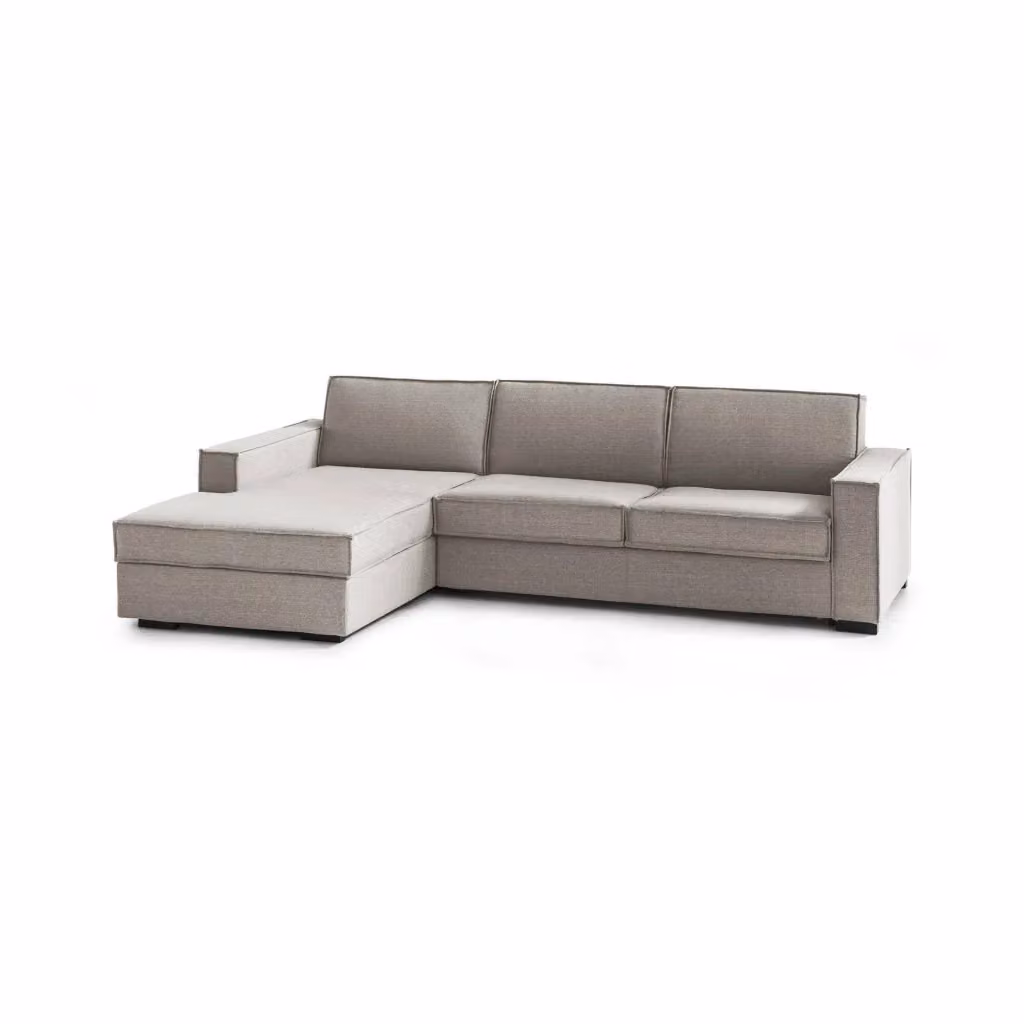 Divano Letto Angolare Allaida Talamo Italia con Penisola Contenitore Sinistra, Colore Tortora, L: 280 cm, H: 90 cm, P: 95 cm – 2