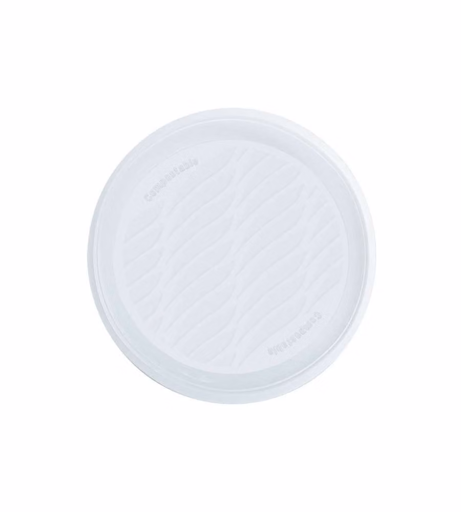Piatto Piano Monouso Bioplastica Compostabile Bianco - 50 Pezzi
