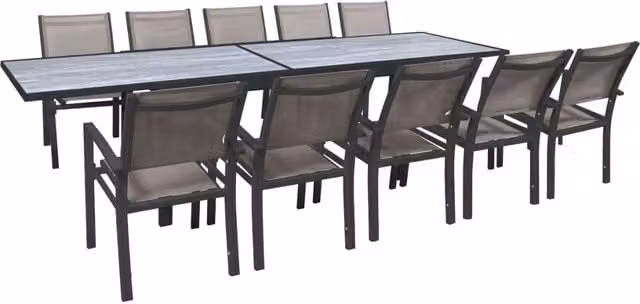 Set da pranzo da giardino estensibile Lagos Habitat per 10 persone in alluminio color tortora L/P/H: 200/320 x 105 x 76 cm