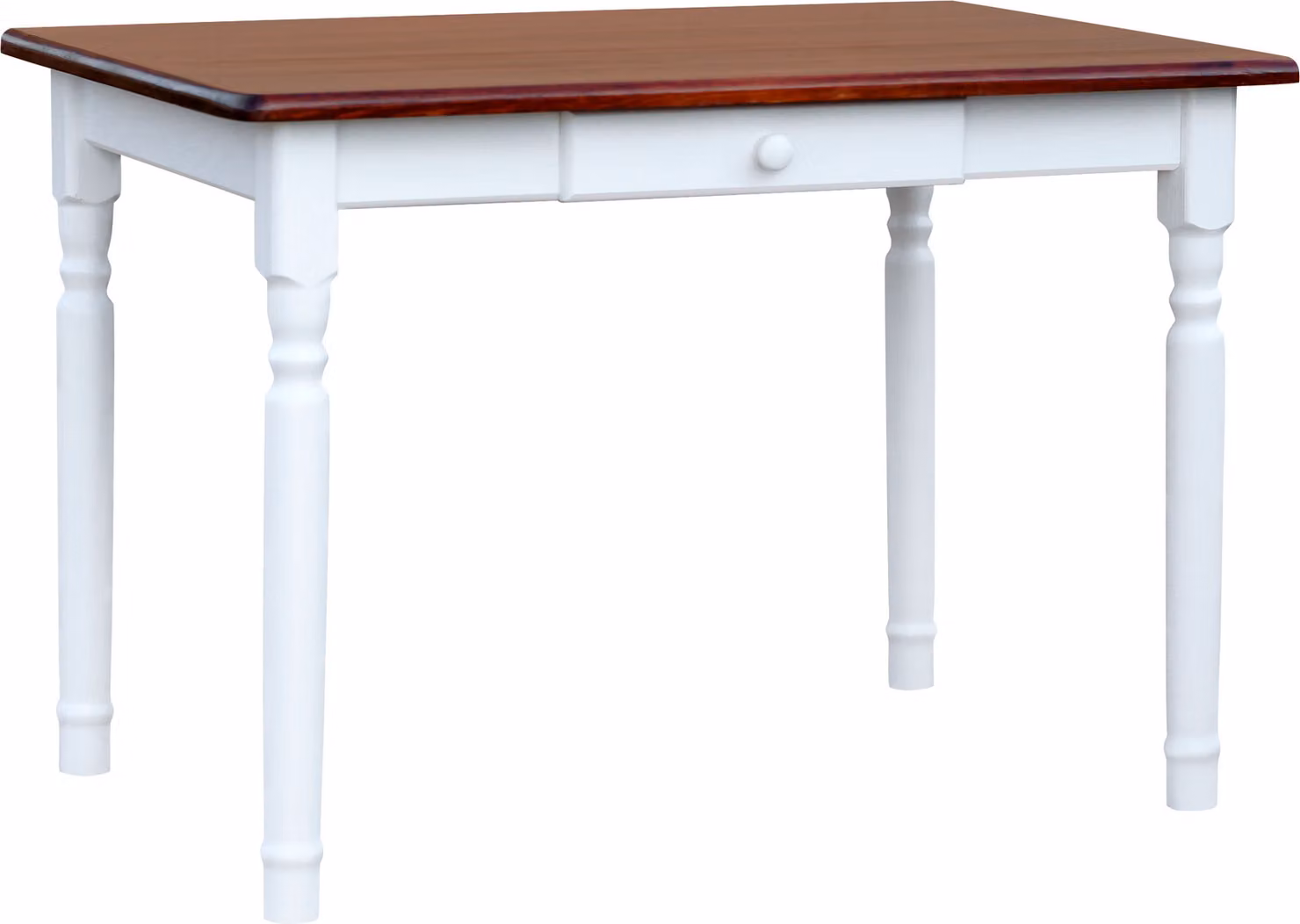 Tavolo bianco II con cassetto in legno di pino massiccio con piano in colore Calvados 100 x 60 cm